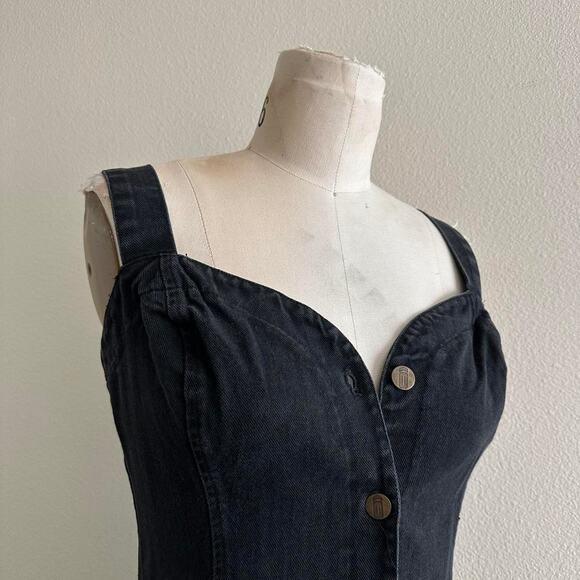 Vintage black denim mini dress - Picture 2 of 8